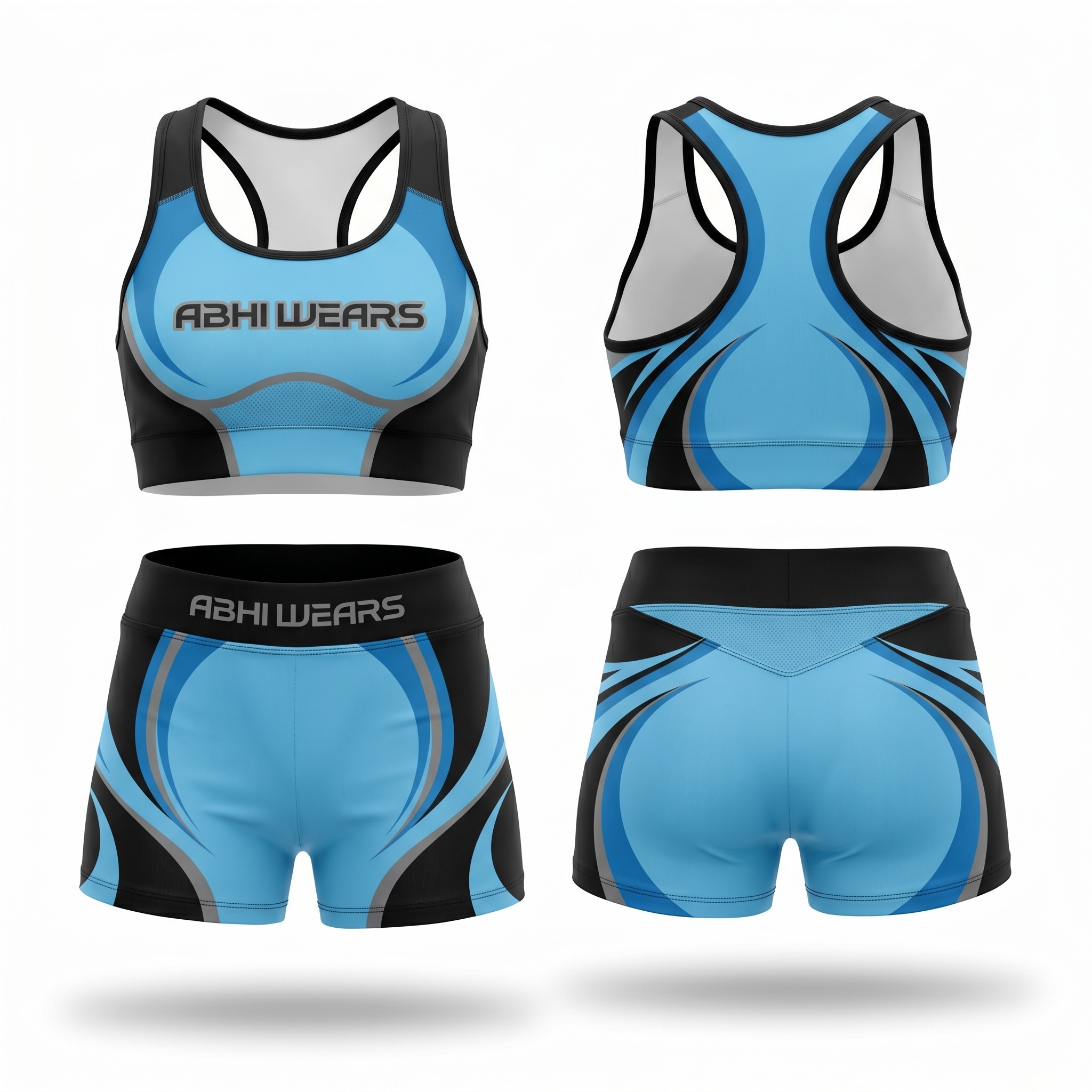 Custom Sublimation Sports Bra and Short Set