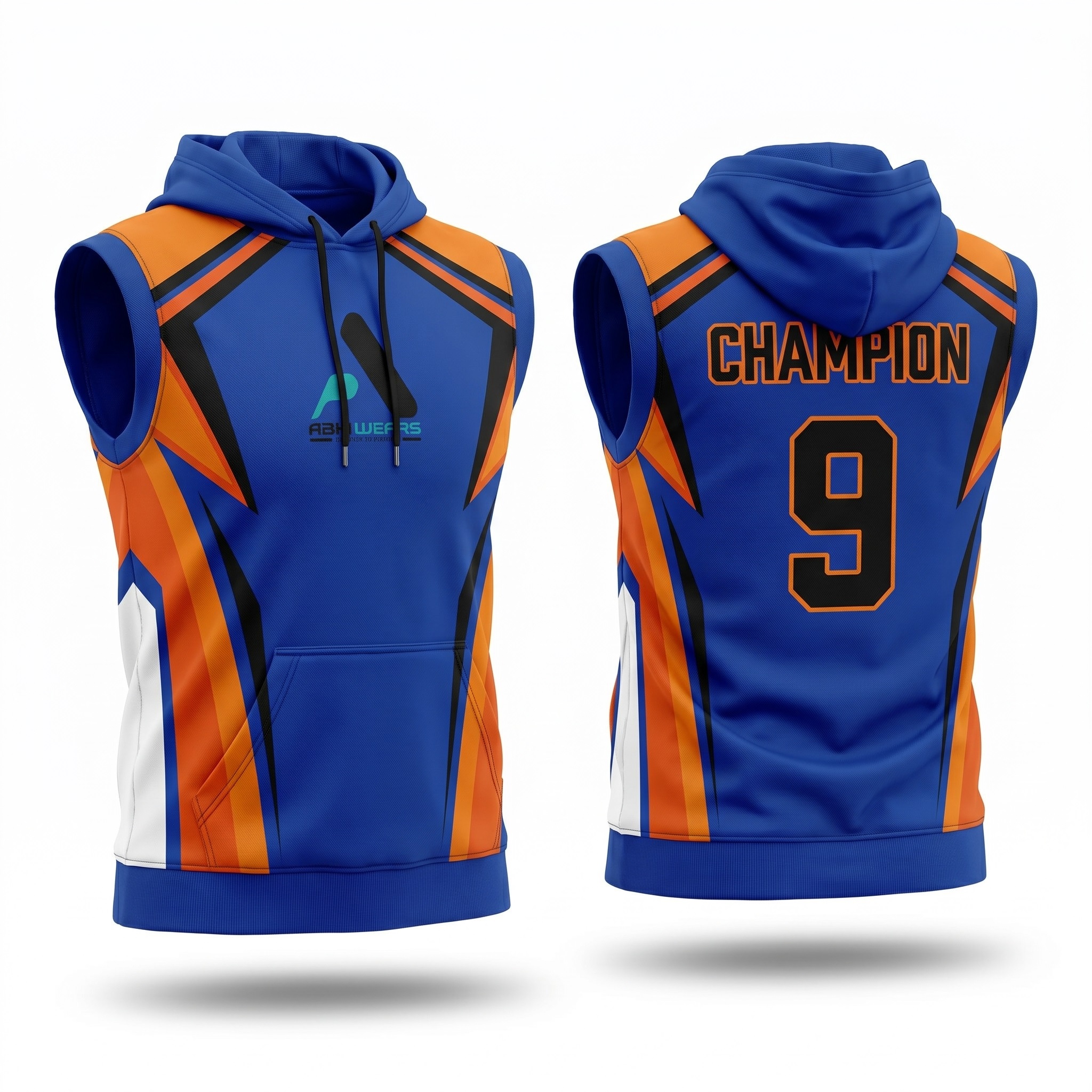 Fully Customized Sublimation Printed Sleeveless Hoodie Shirt
