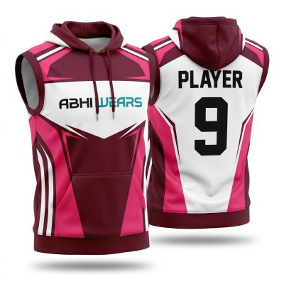 Fully Customized Sublimation Printed Sleeveless Hoodie Shirt