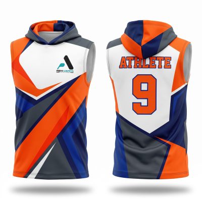 Fully Customized Sublimation Printed Sleeveless Hoodie Shirt